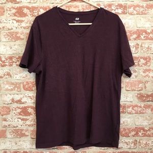 H&M V-Neck Slim Fit Maroon Tee